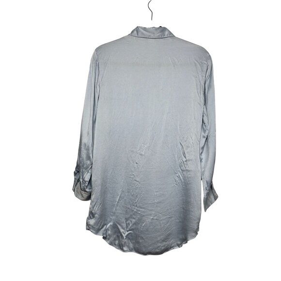 Victorias Secret Light Blue Silk Button-Up Sleep Shirt Size Small Intimate Sexy - Picture 2 of 8